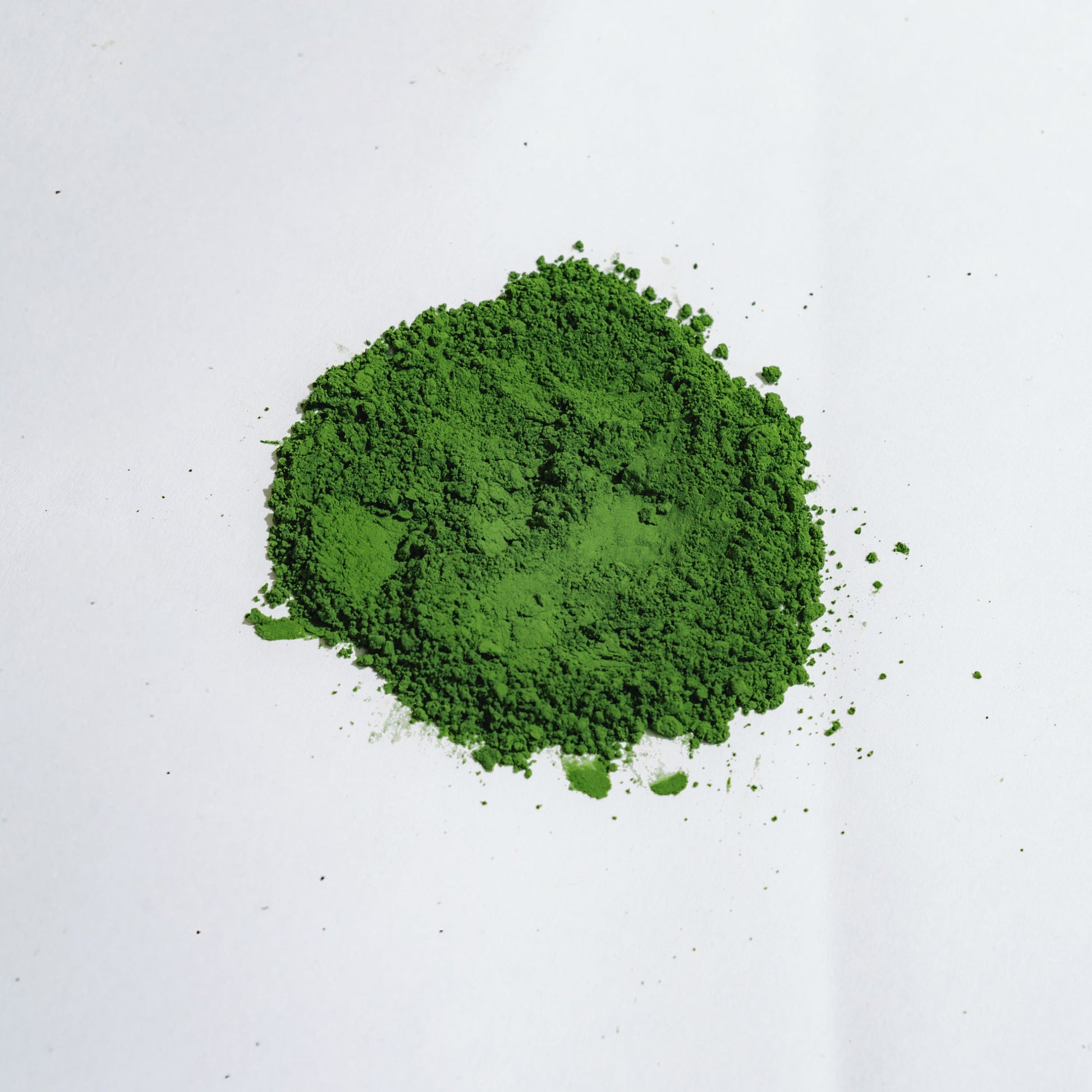 Matcha powder on a white background